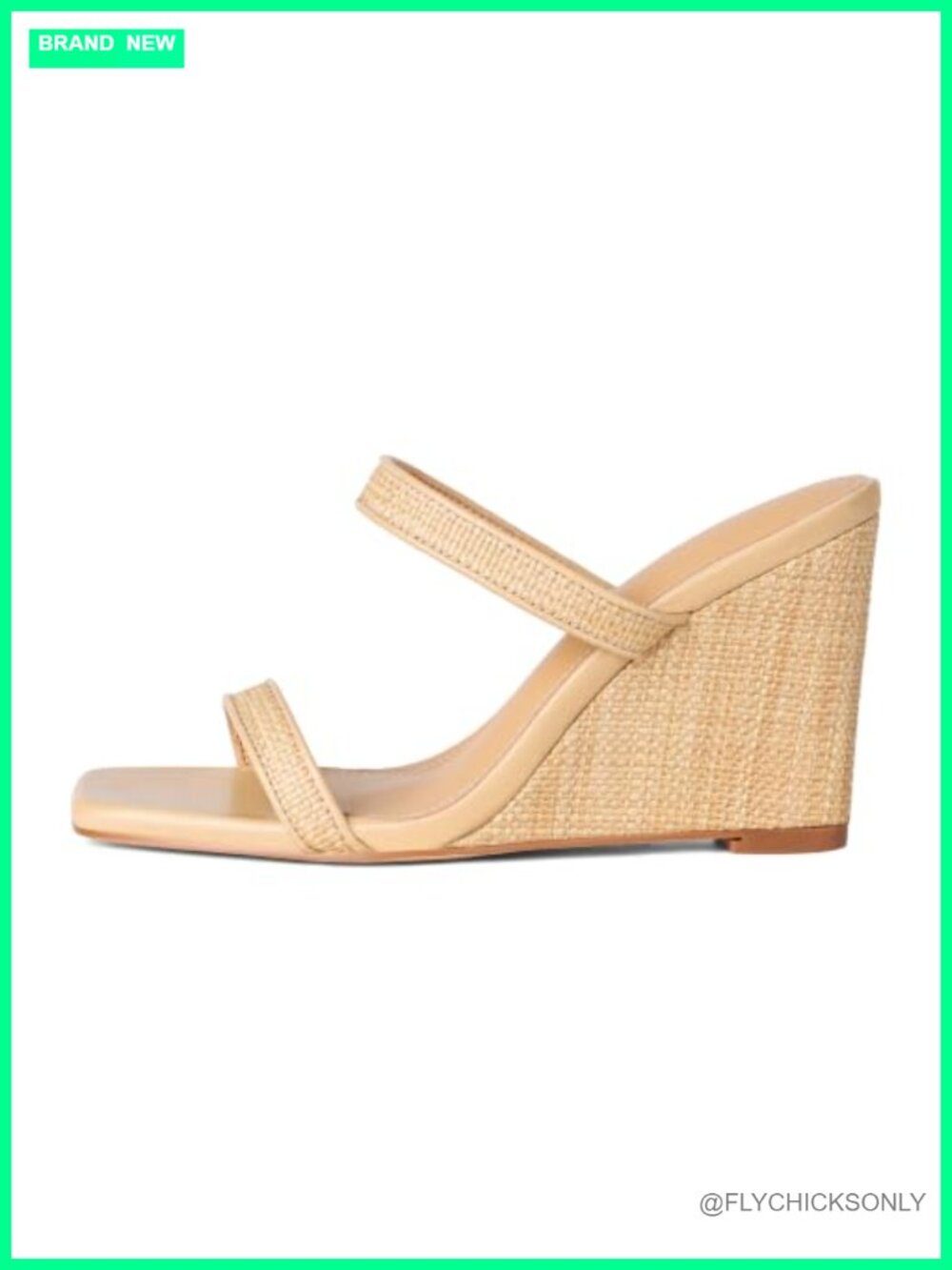 Raffia Espadrille Wedge Sandals Square Toe Slip-On Summer Beach Shoes